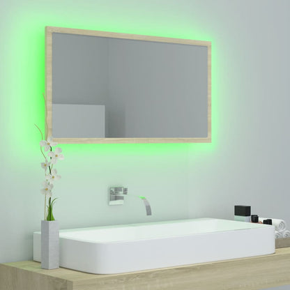 Specchio da Bagno LED Rovere Sonoma 80x8,5x37 cm in Acrilico - homemem39