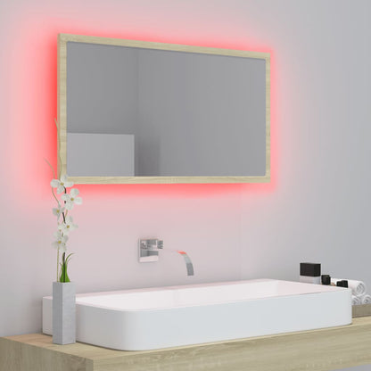 Specchio da Bagno LED Rovere Sonoma 80x8,5x37 cm in Acrilico - homemem39