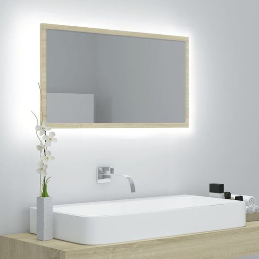 Specchio da Bagno LED Rovere Sonoma 80x8,5x37 cm in Acrilico - homemem39