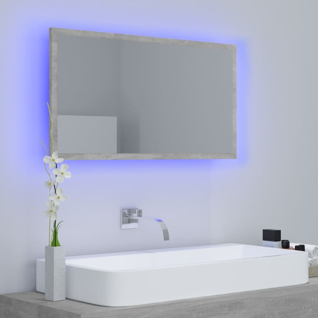 Specchio da Bagno a LED Grigio 80x8,5x37 cm in Acrilico - homemem39