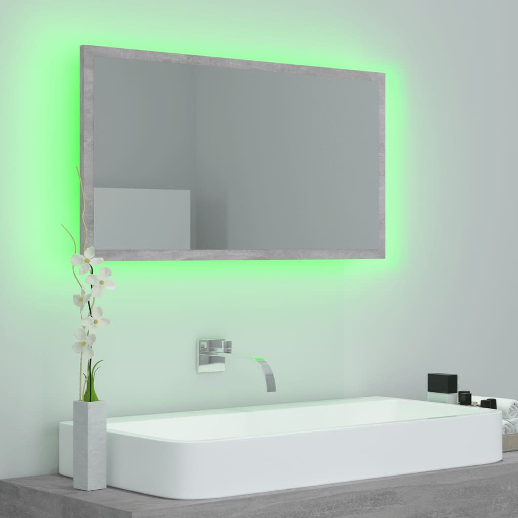 Specchio da Bagno a LED Grigio 80x8,5x37 cm in Acrilico - homemem39