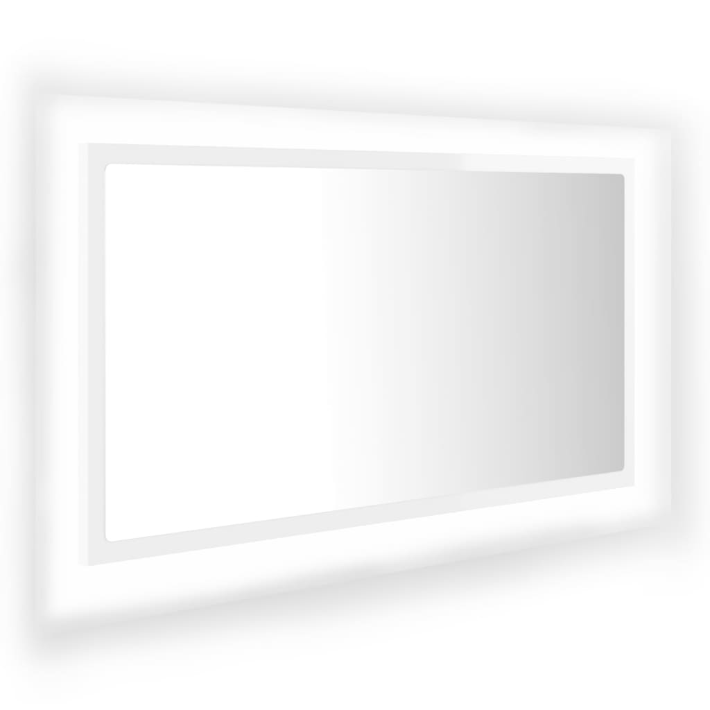 Specchio da Bagno LED Bianco Lucido 80x8,5x37 cm in Acrilico - homemem39