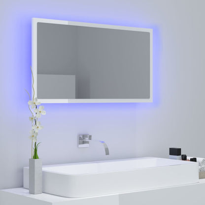 Specchio da Bagno LED Bianco Lucido 80x8,5x37 cm in Acrilico - homemem39