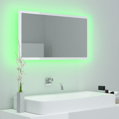 Specchio da Bagno LED Bianco Lucido 80x8,5x37 cm in Acrilico - homemem39