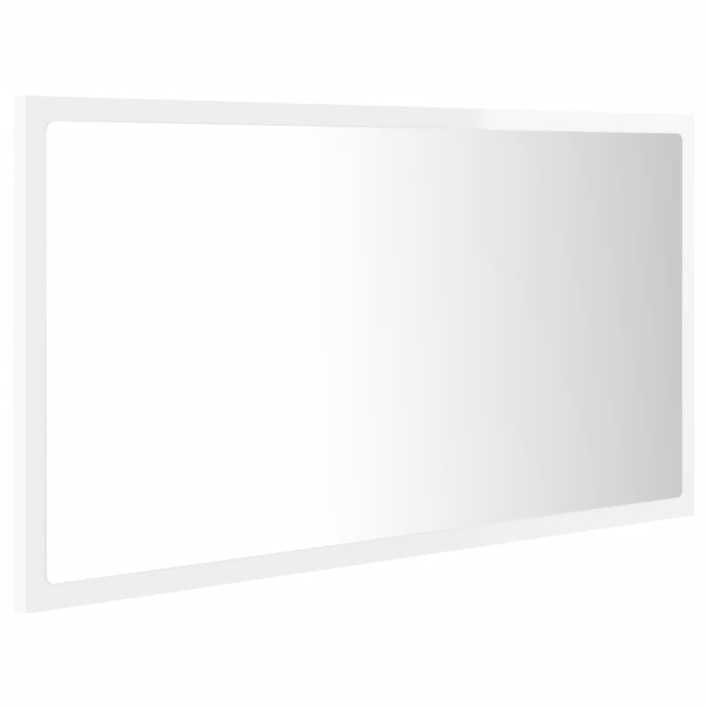 Specchio da Bagno LED Bianco Lucido 80x8,5x37 cm in Acrilico - homemem39