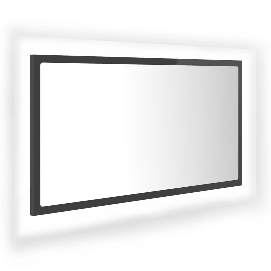 Specchio da Bagno LED Grigio Lucido 80x8,5x37 cm in Acrilico - homemem39