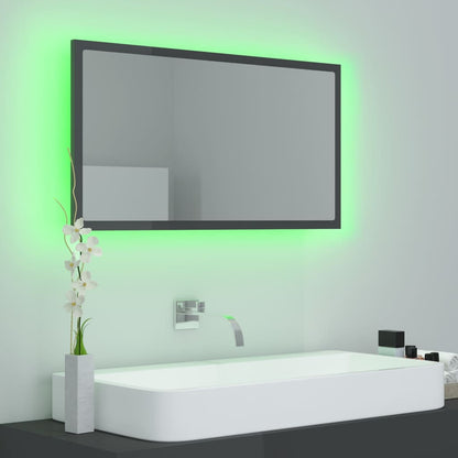 Specchio da Bagno LED Grigio Lucido 80x8,5x37 cm in Acrilico - homemem39