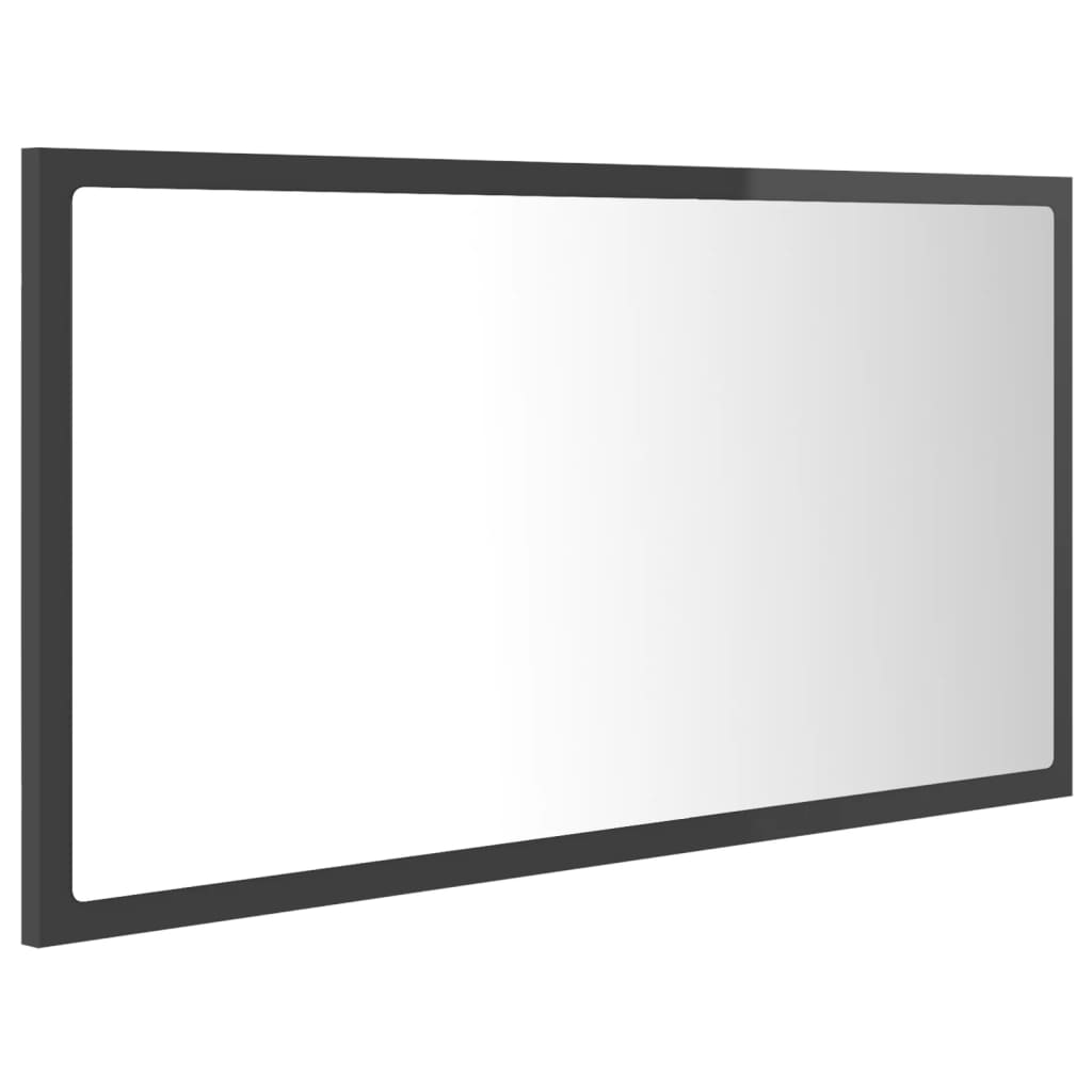 Specchio da Bagno LED Grigio Lucido 80x8,5x37 cm in Acrilico - homemem39