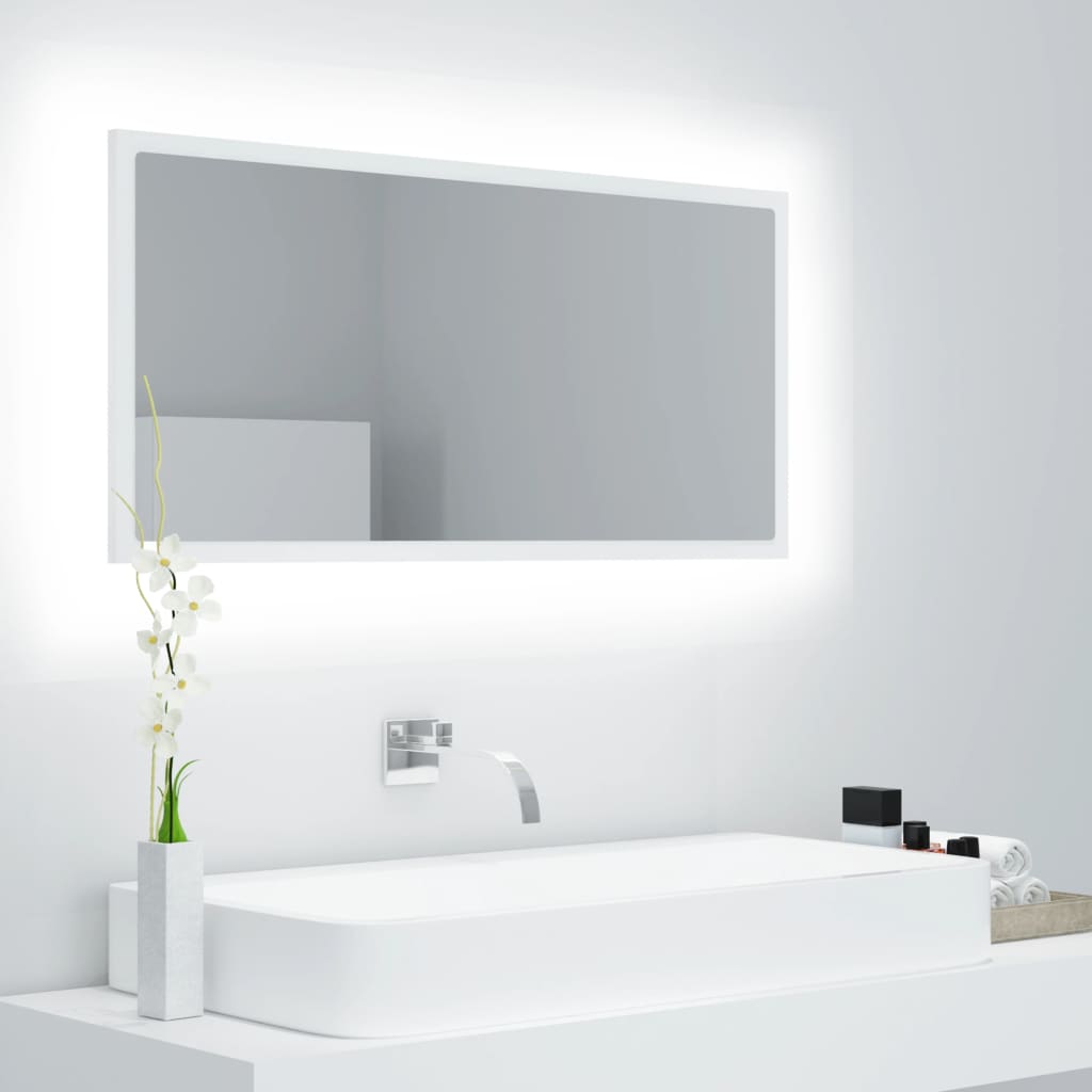 Specchio da Bagno con LED Bianco 90x8,5x37 cm in Acrilico - homemem39