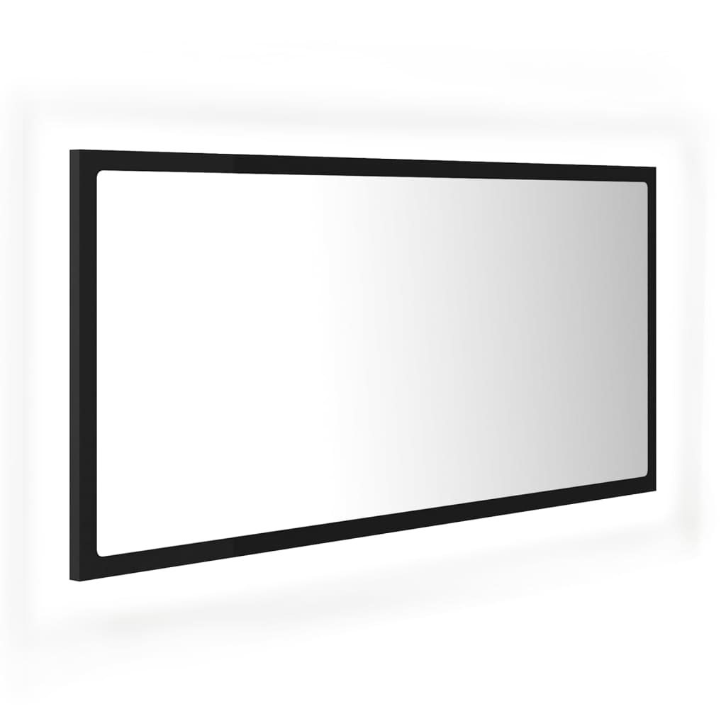 Specchio da Bagno a LED Nero 90x8,5x37 cm in Acrilico - homemem39