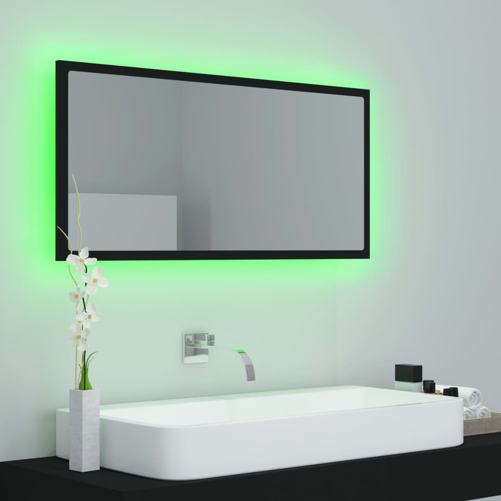 Specchio da Bagno a LED Nero 90x8,5x37 cm in Acrilico - homemem39