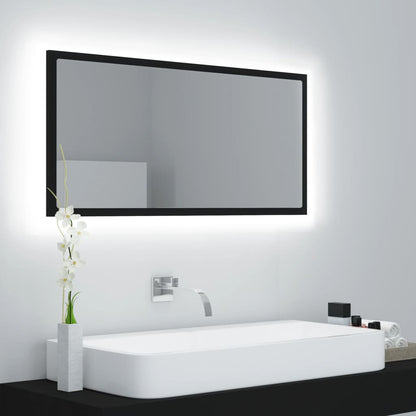 Specchio da Bagno a LED Nero 90x8,5x37 cm in Acrilico - homemem39