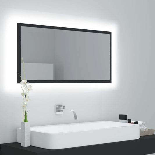 Specchio da Bagno a LED Grigio 90x8,5x37 cm in Acrilico - homemem39