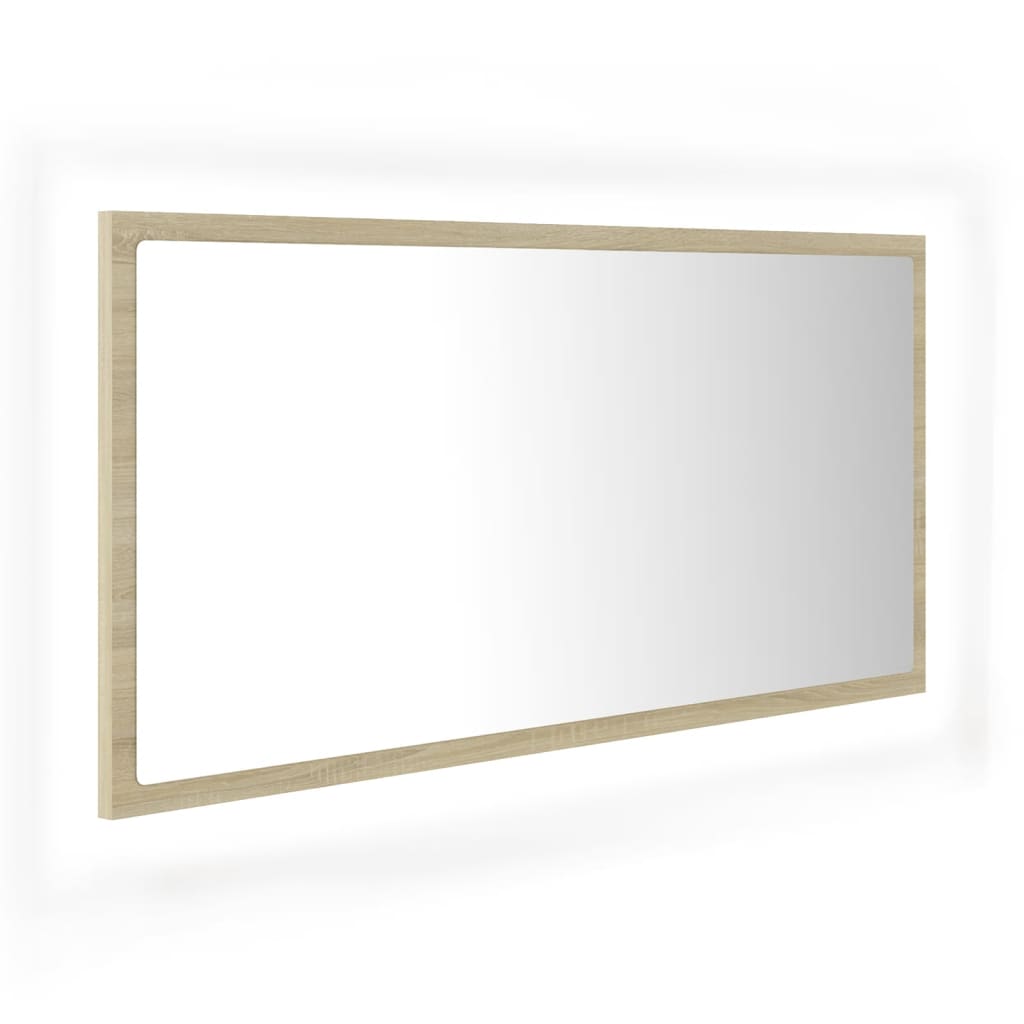 Specchio da Bagno LED Rovere Sonoma 90x8,5x37 cm in Acrilico - homemem39