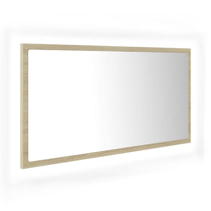 Specchio da Bagno LED Rovere Sonoma 90x8,5x37 cm in Acrilico - homemem39