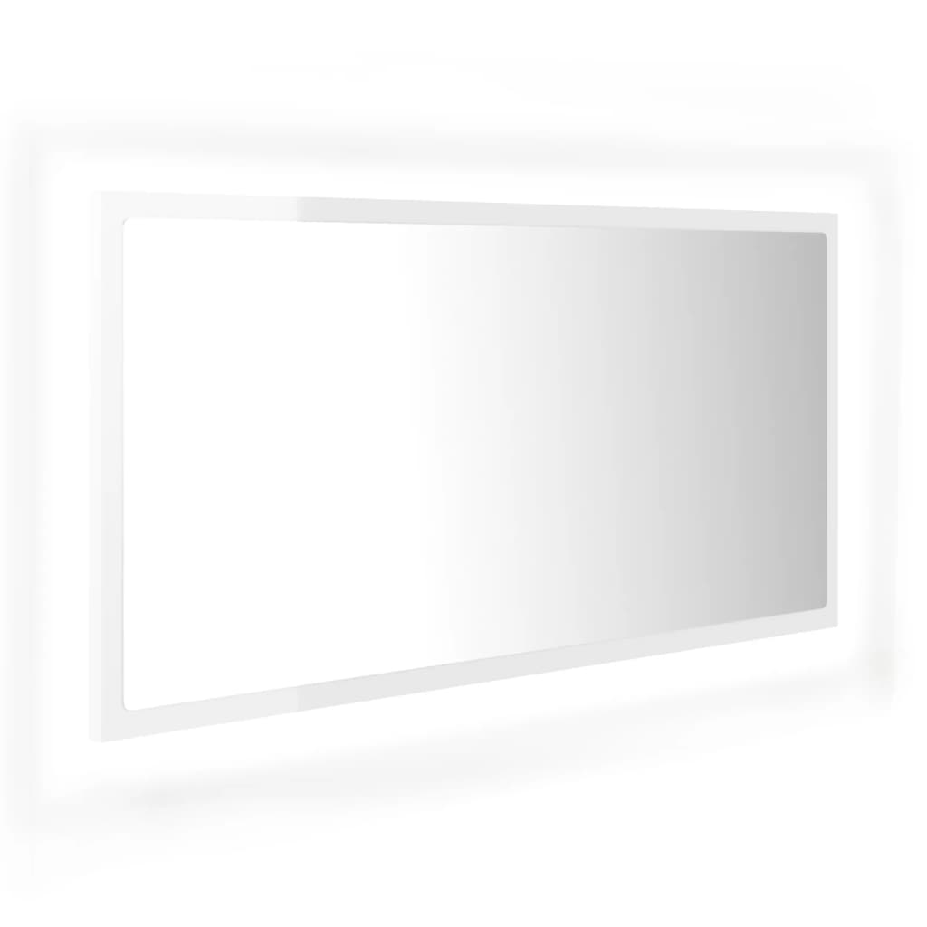 Specchio da Bagno LED Bianco Lucido 90x8,5x37 cm in Acrilico - homemem39