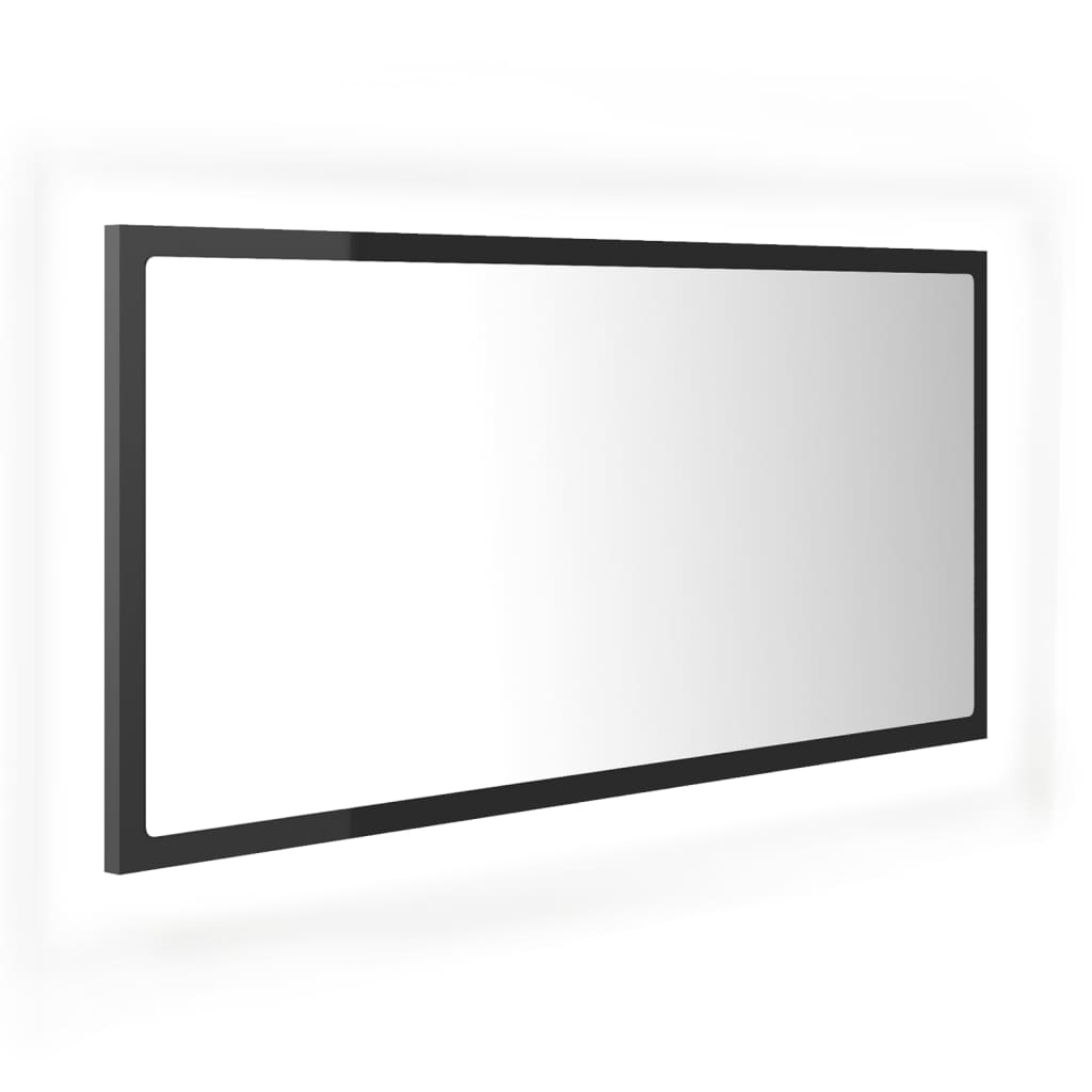 Specchio da Bagno LED Grigio Lucido 90x8,5x37 cm in Acrilico - homemem39