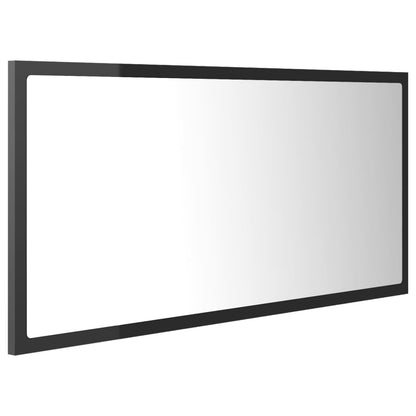 Specchio da Bagno LED Grigio Lucido 90x8,5x37 cm in Acrilico - homemem39