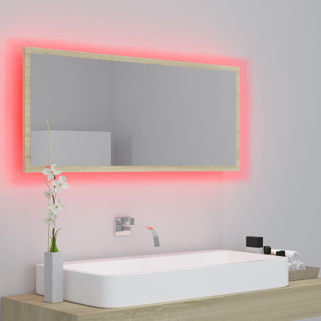 Specchio da Bagno LED Rovere Sonoma 100x8,5x37 cm in Acrilico - homemem39