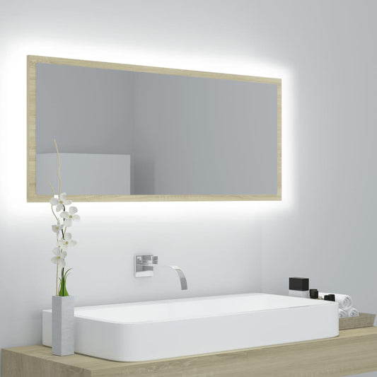 Specchio da Bagno LED Rovere Sonoma 100x8,5x37 cm in Acrilico - homemem39