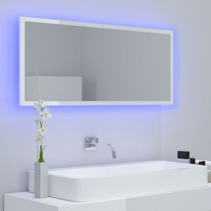 Specchio da Bagno LED Bianco Lucido 100x8,5x37 cm in Acrilico - homemem39