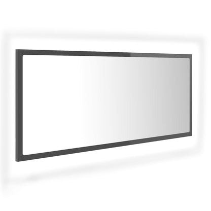 Specchio da Bagno LED Grigio Lucido 100x8,5x37 cm in Acrilico - homemem39