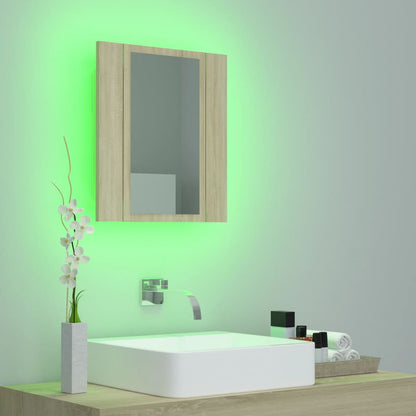 Armadietto a Specchio con Luci LED Rovere Sonoma in Acrilico - homemem39