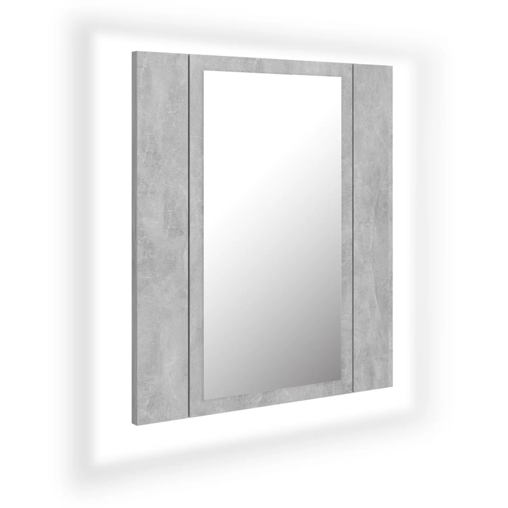 Armadietto a Specchio con Luci LED Grigio Cemento in Acrilico - homemem39