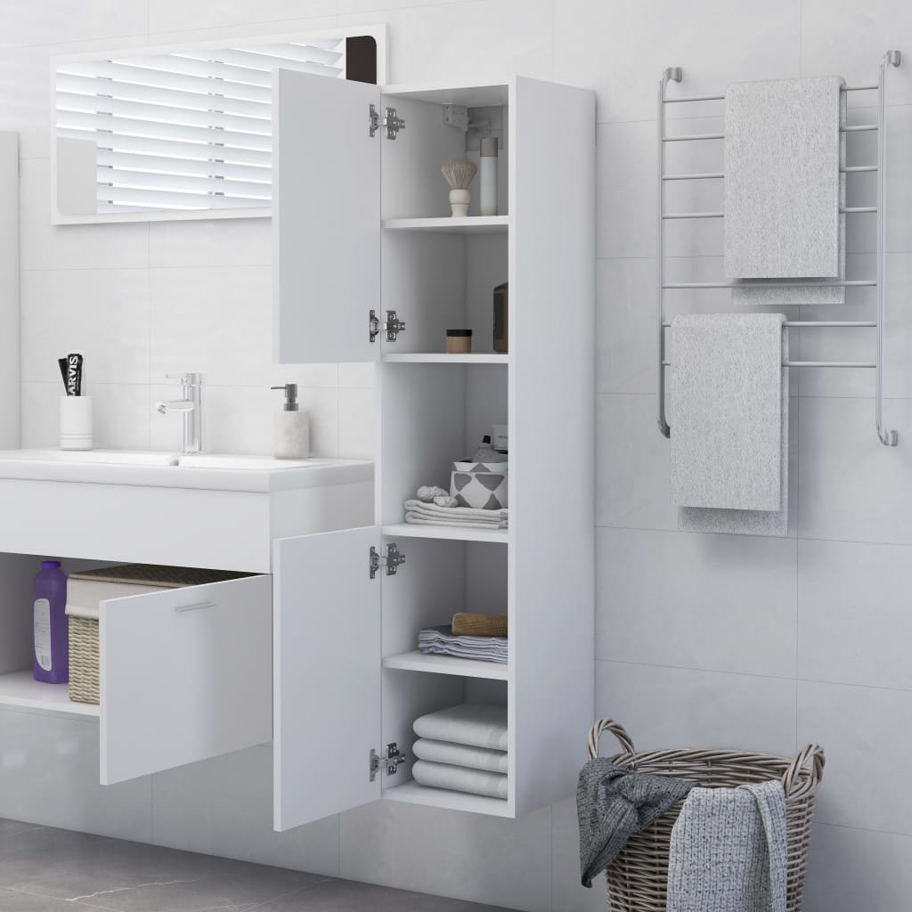 Mobile da Bagno Bianco 30x30x130 cm in Legno Multistrato - homemem39