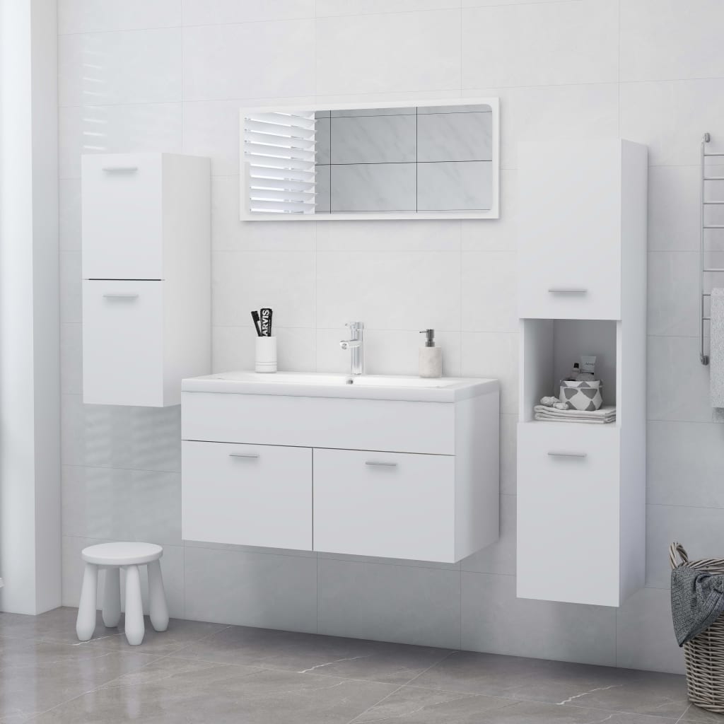 Mobile da Bagno Bianco 30x30x130 cm in Legno Multistrato - homemem39