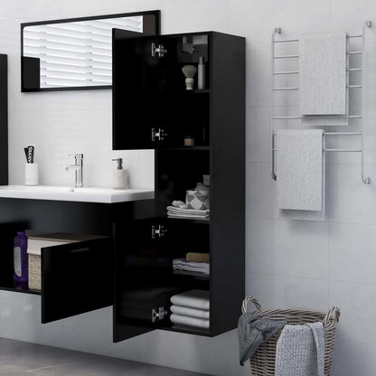 Mobile da Bagno Nero 30x30x130 cm in Legno Multistrato - homemem39