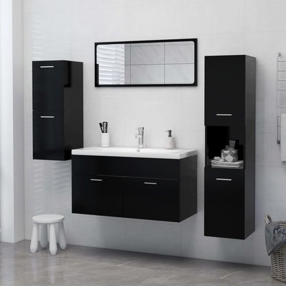 Mobile da Bagno Nero 30x30x130 cm in Legno Multistrato - homemem39