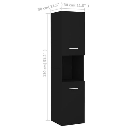 Mobile da Bagno Nero 30x30x130 cm in Legno Multistrato - homemem39