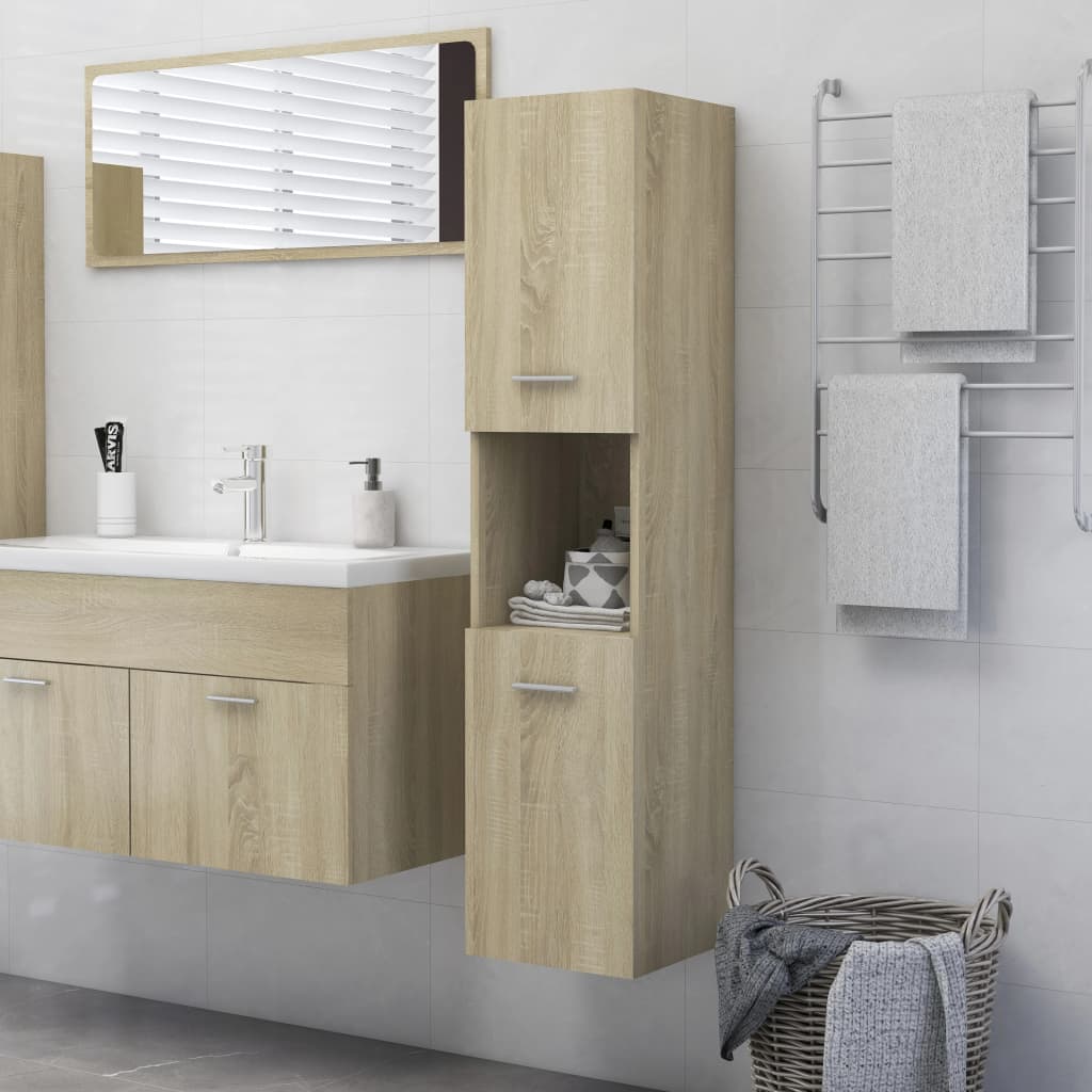 Armadio da Bagno Rovere Sonoma 30x30x130 cm in Truciolato - homemem39