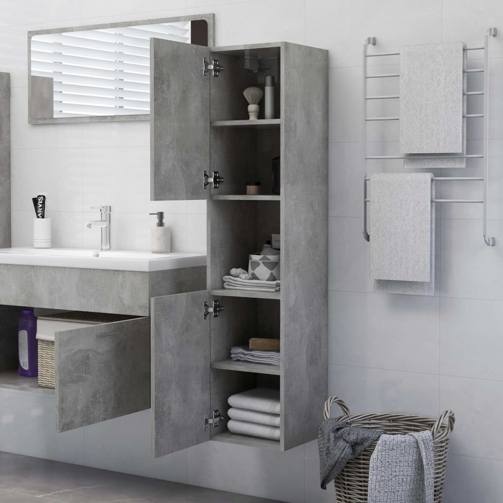 Mobile da Bagno Grigio Cemento 30x30x130 cm Legno Multistrato - homemem39