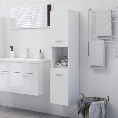 Armadietto Bagno Bianco Lucido 30x30x130cm in Legno Multistrato - homemem39