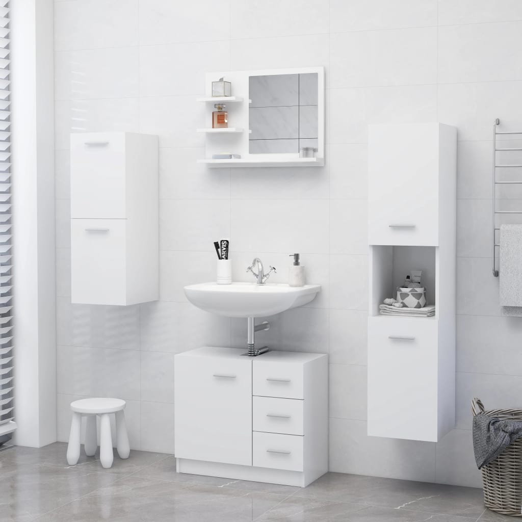 Specchio da Bagno Bianco 60x10,5x45 cm in Legno Multistrato - homemem39