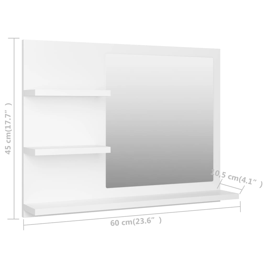 Specchio da Bagno Bianco 60x10,5x45 cm in Legno Multistrato - homemem39