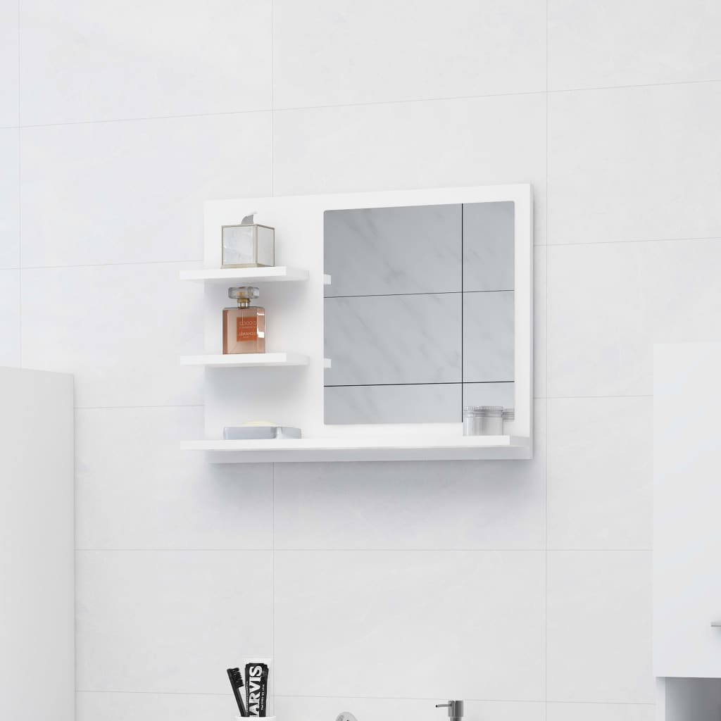 Specchio da Bagno Bianco 60x10,5x45 cm in Legno Multistrato - homemem39