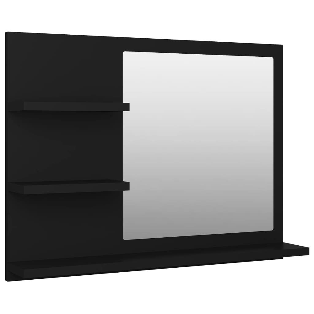 Specchio da Bagno Nero 60x10,5x45 cm in Legno Multistrato - homemem39