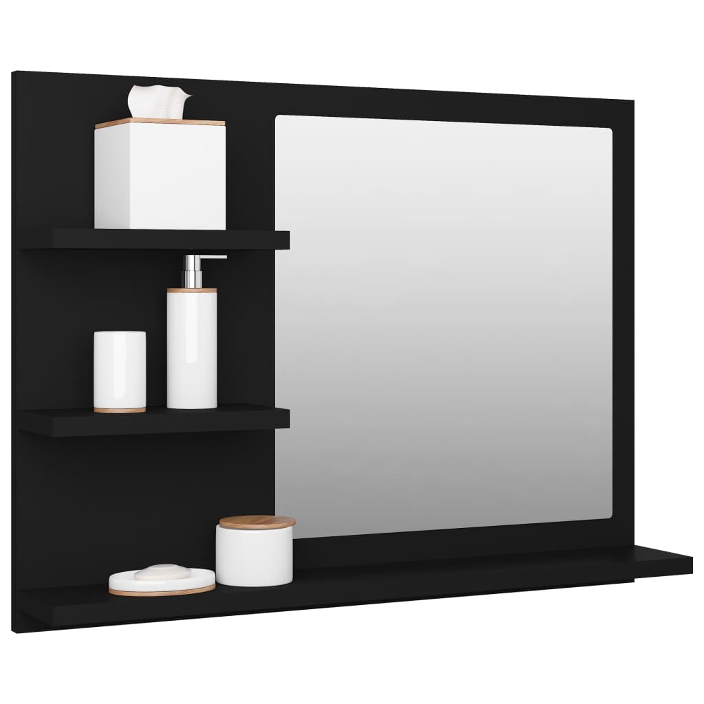 Specchio da Bagno Nero 60x10,5x45 cm in Legno Multistrato - homemem39