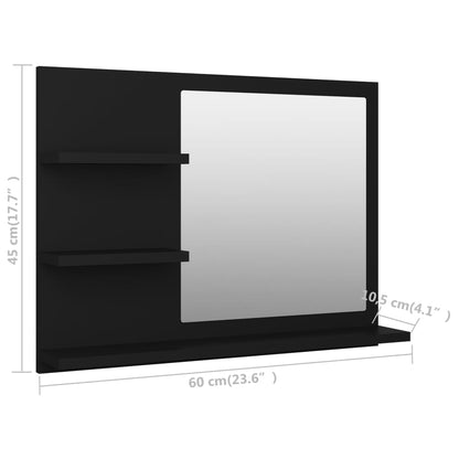 Specchio da Bagno Nero 60x10,5x45 cm in Legno Multistrato - homemem39