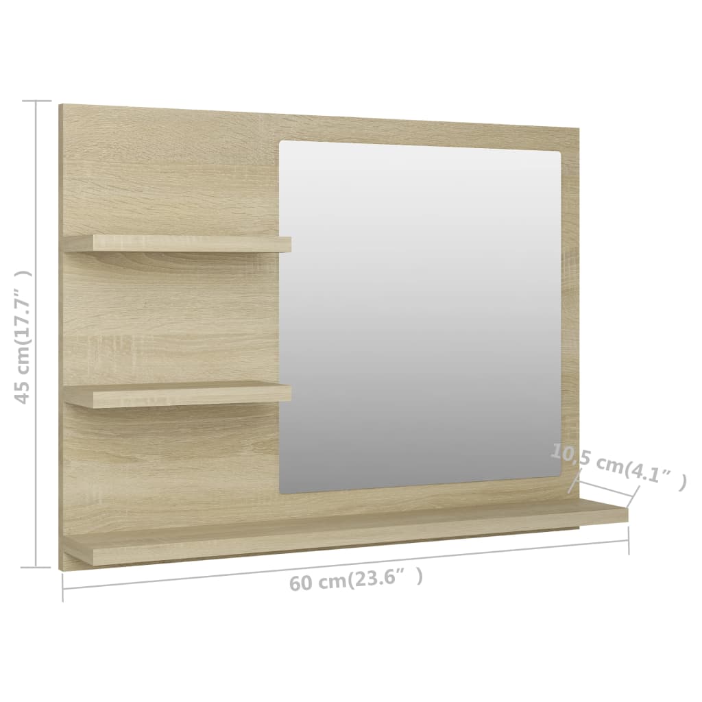 Specchio da Bagno Rovere Sonoma 60x10,5x45 cm Legno Multistrato - homemem39