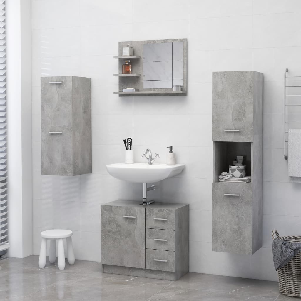 Specchio da Bagno Grigio Cemento 60x10,5x45 cm in Truciolato - homemem39