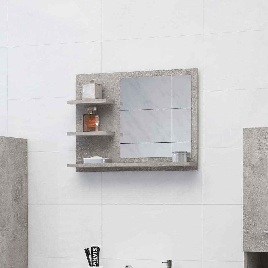 Specchio da Bagno Grigio Cemento 60x10,5x45 cm in Truciolato - homemem39