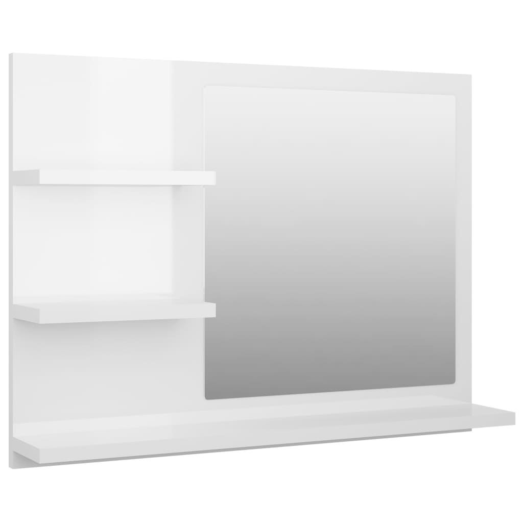 Specchio da Bagno Bianco Lucido 60x10,5x45 cm in Truciolato - homemem39