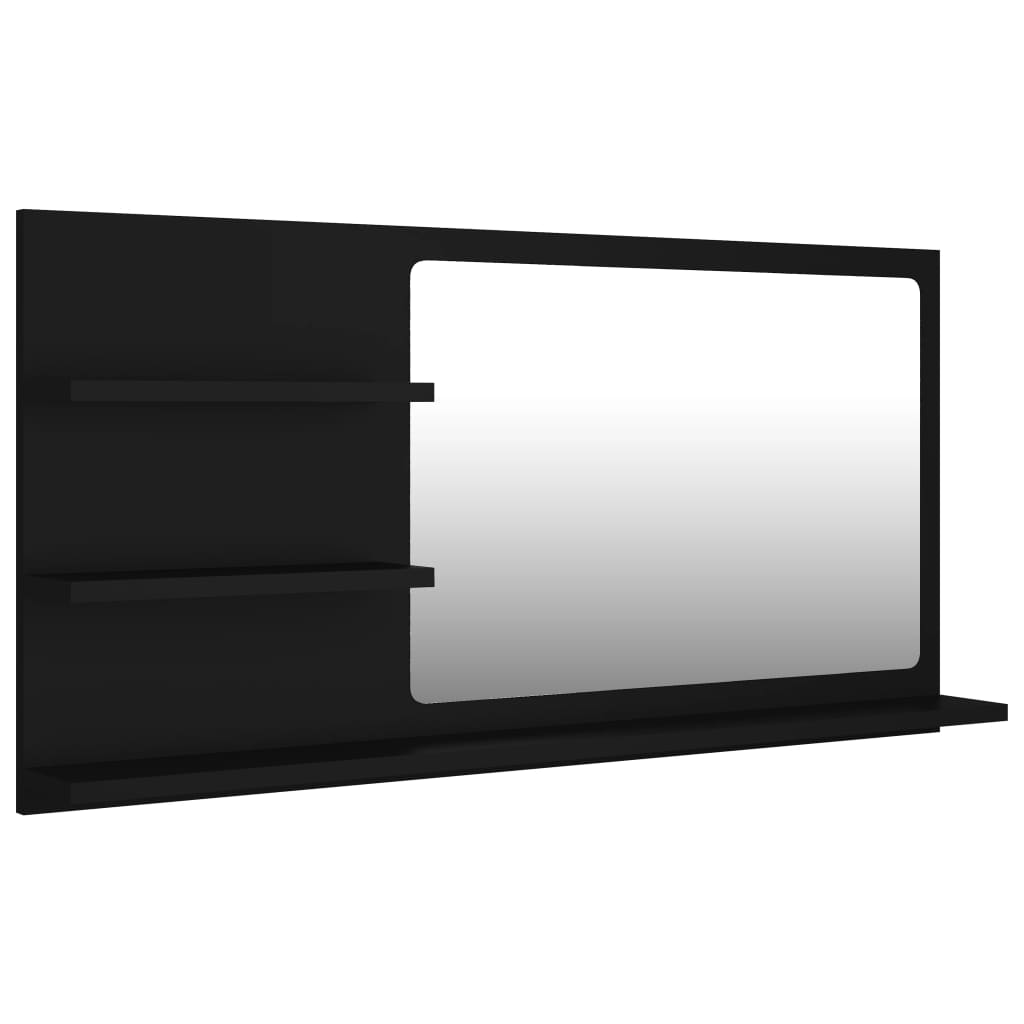Specchio da Bagno Nero 90x10,5x45 cm in Truciolato - homemem39