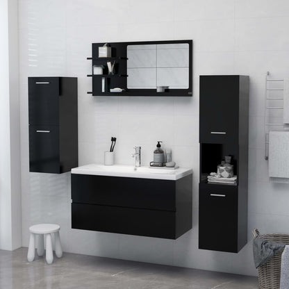 Specchio da Bagno Nero 90x10,5x45 cm in Truciolato - homemem39