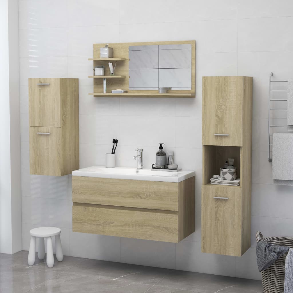 Specchio da Bagno Rovere Sonoma 90x10,5x45 cm in Truciolato - homemem39