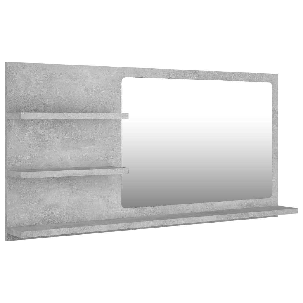 Specchio da Bagno Grigio Cemento 90x10,5x45 cm in Truciolato - homemem39